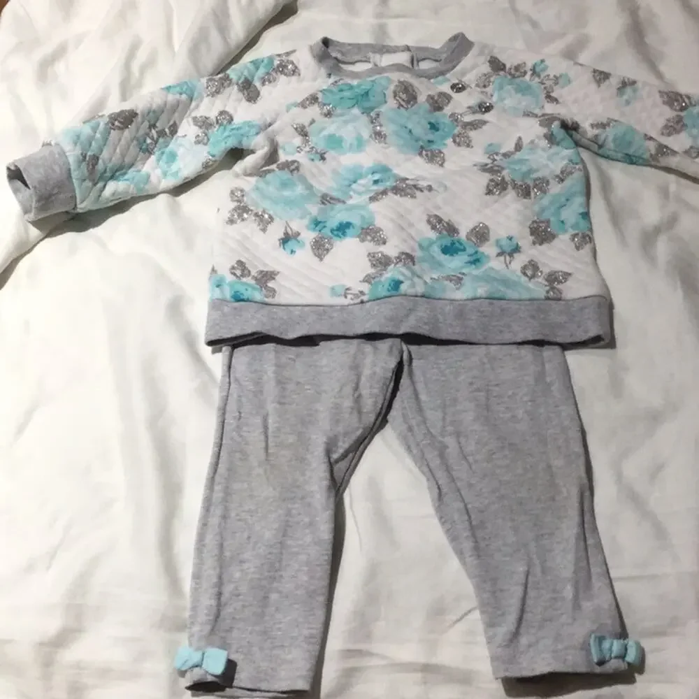 Little me 12m shimmer floral set worn once perfect